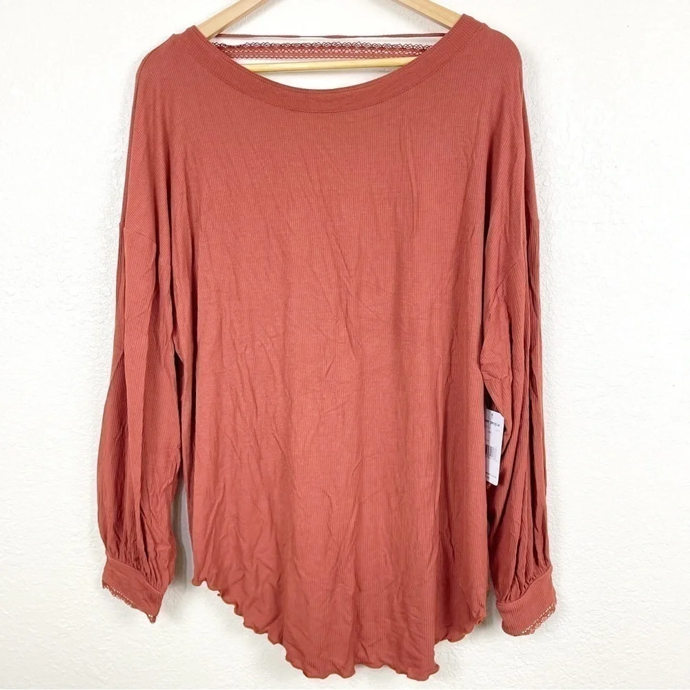 Free People Shimmy Shake Cowboy Long Sleeve Pullover V-Back Top Size Small Women